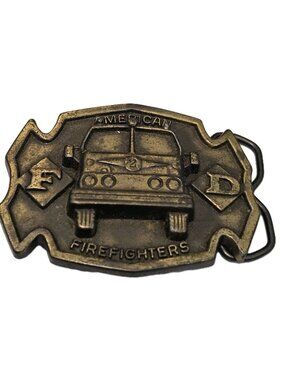 American Fire Fighters Vintage Brass Tone Belt Buckle